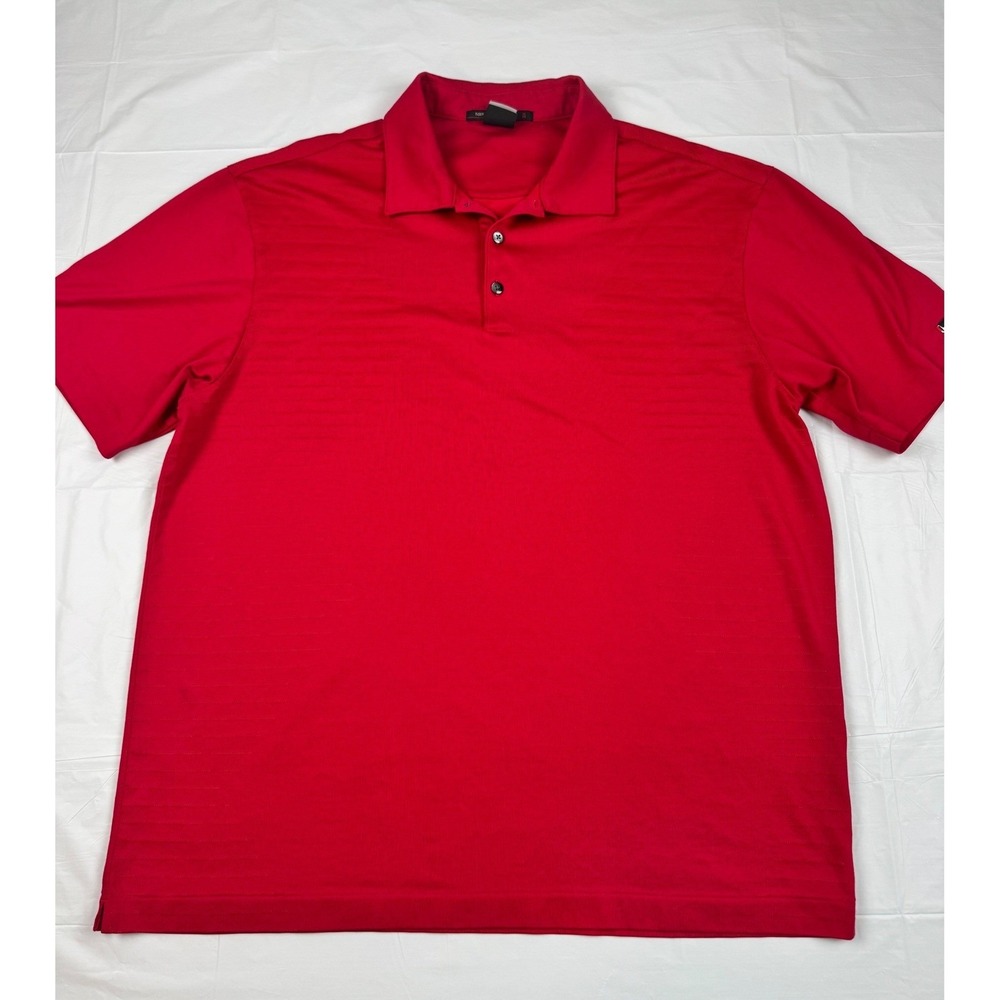 Nike Tiger Woods Collection Dri-FIT Red Textured Golf Polo Shirt Mens Large L